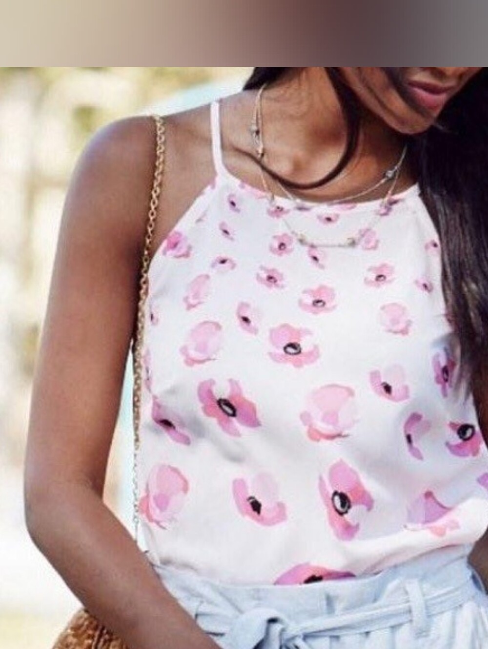 Cabi Poppy Floral Pink Halter Neck Tank Top Blouse XS